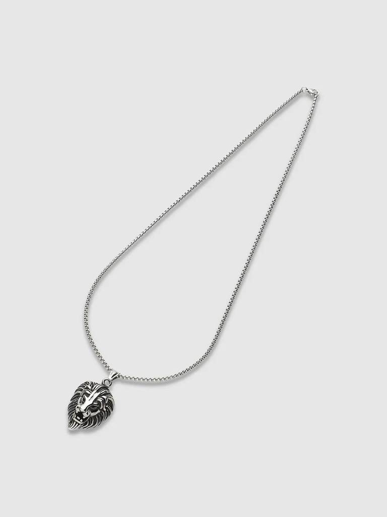 Men'S Lion Pendant Necklace - Silver : FAPD1088