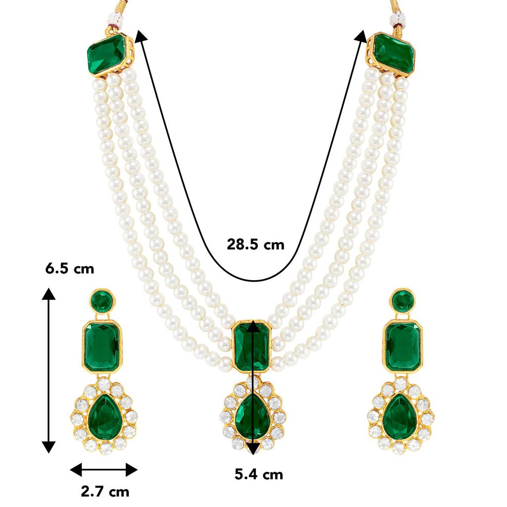 Peora Gold Plated Kundan Long Necklace Earring Indian Traditional Jewellery Set For Women Girl : PF24N31G