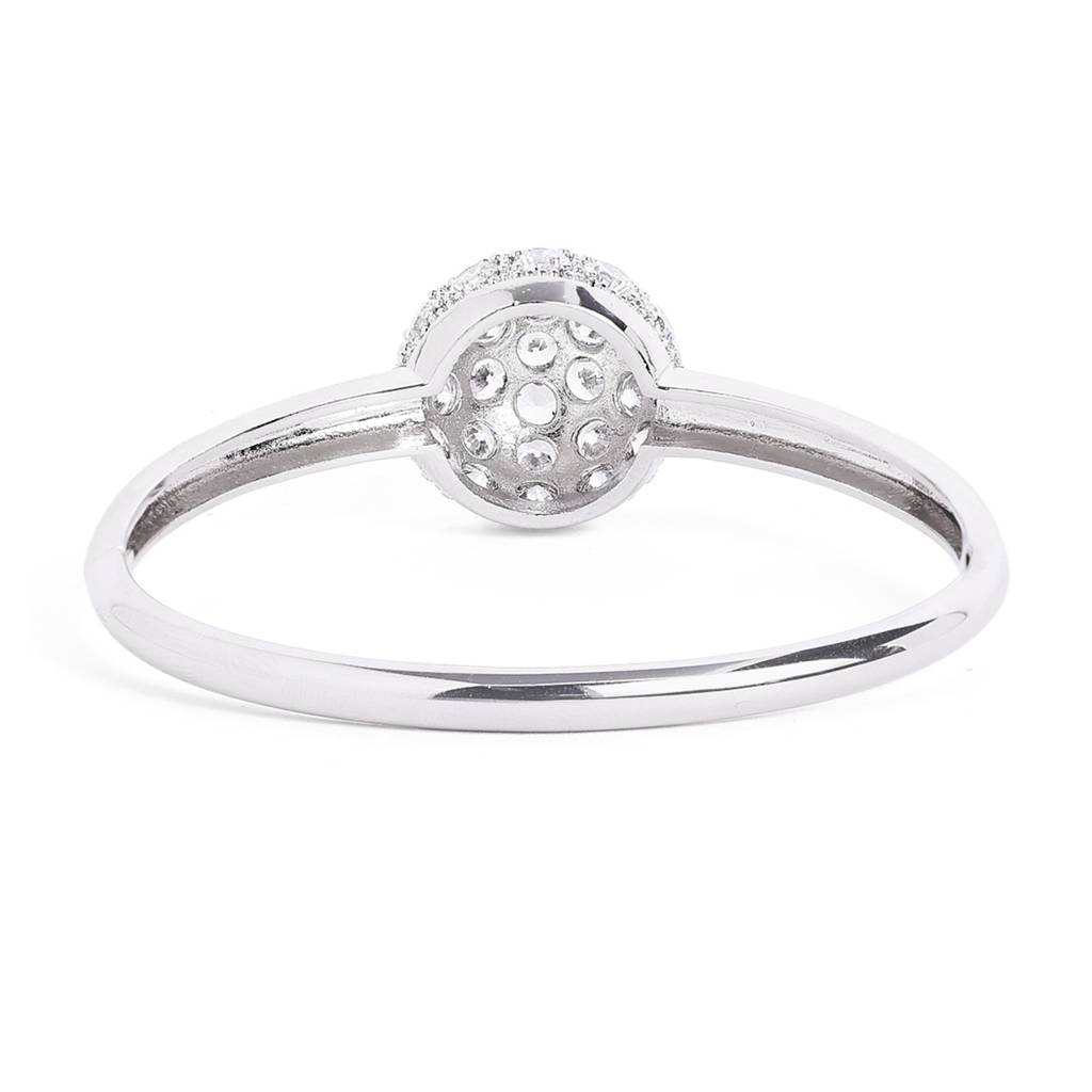 Rhodium Finish Ball Kada Bracelet | Round Crystal Front Statement Design : CAD-005-IR-BR