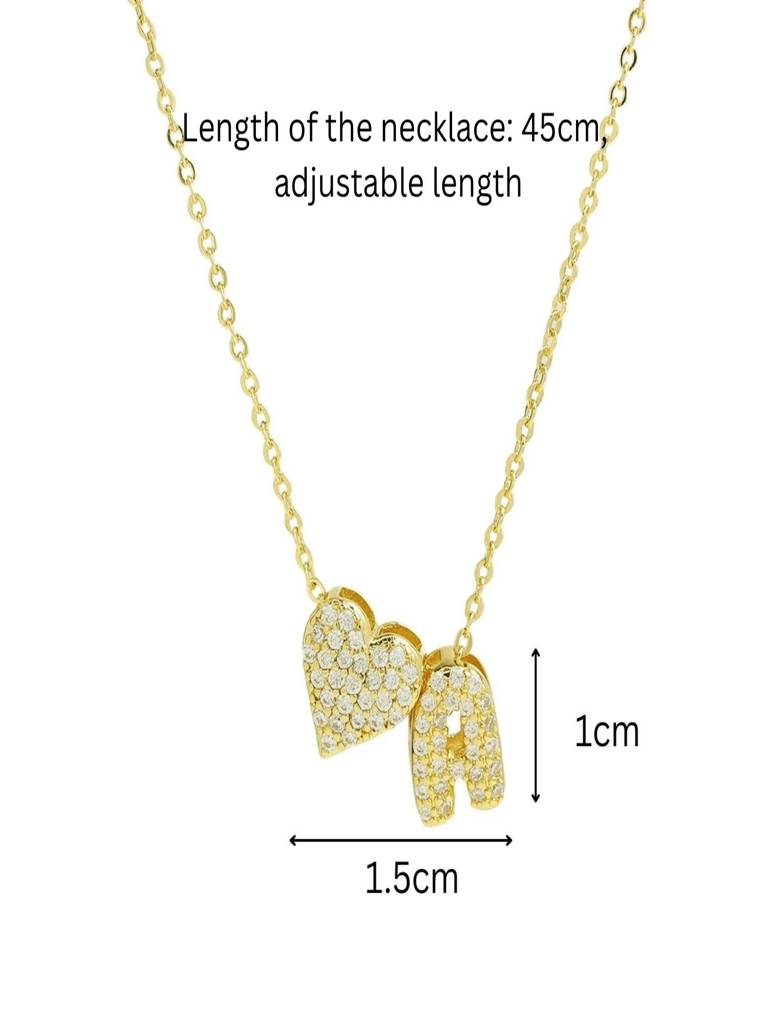 Reversible Initial Letter & Heart With Zircons Gold Plated Antitarnish Pendant : ABY0226P201GA