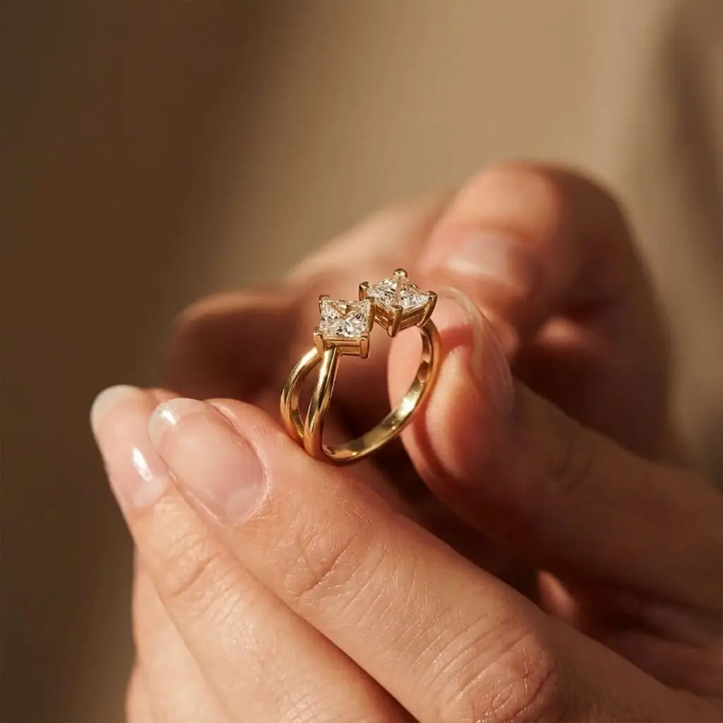 1Ct Moissanite Dual Princess Twist Ring : ZLM10015Y-10N