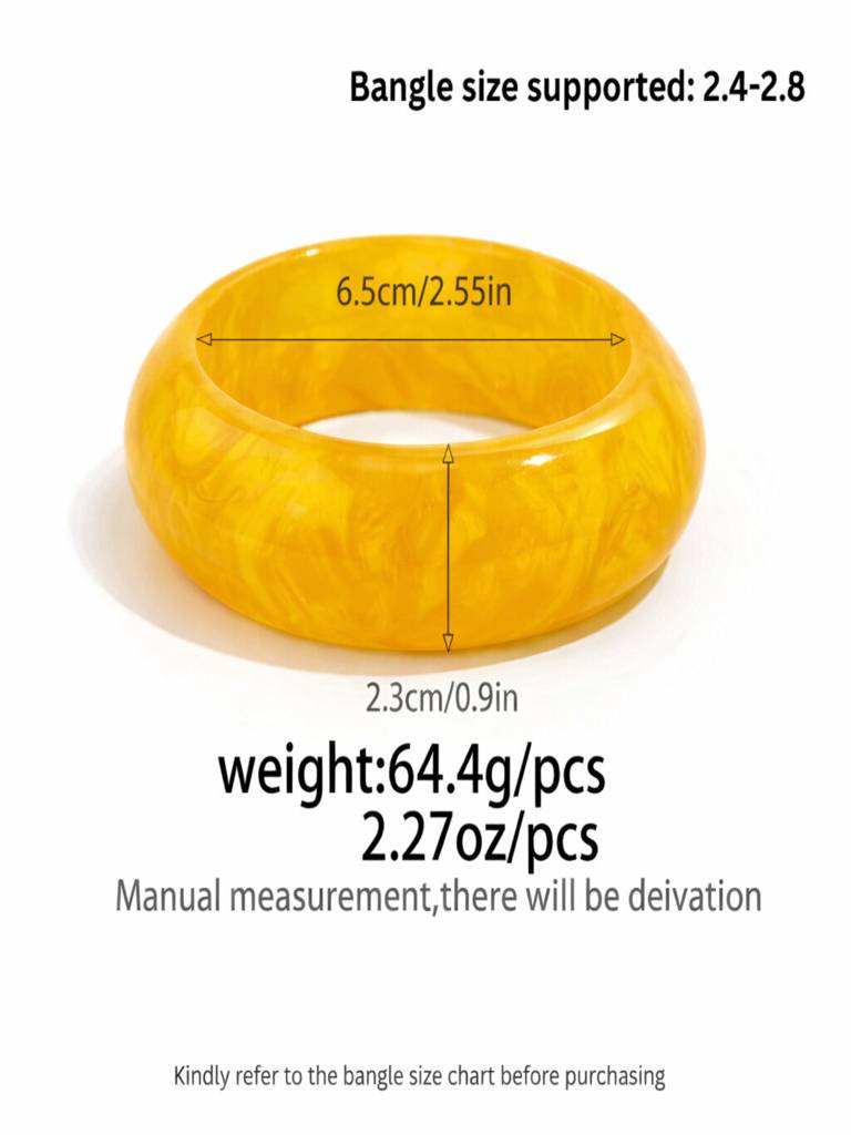 Chunky Oversized Transparent Acrylic Resin Bangles : ASX1225B7125YWSC3_RE