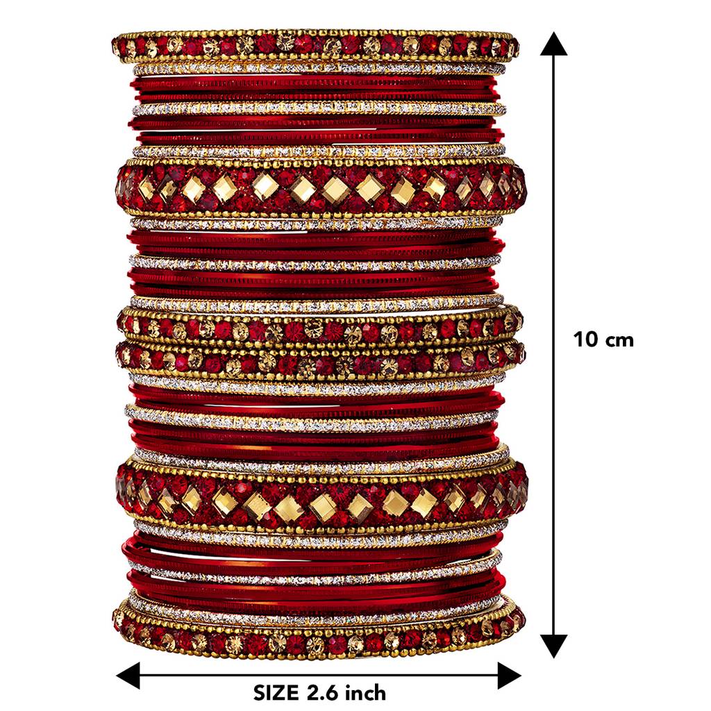 Diamond Metal Chuda Bangle Set Indian Traditional Bridal Wedding Fashion Jewellery For Women : PF51B36M