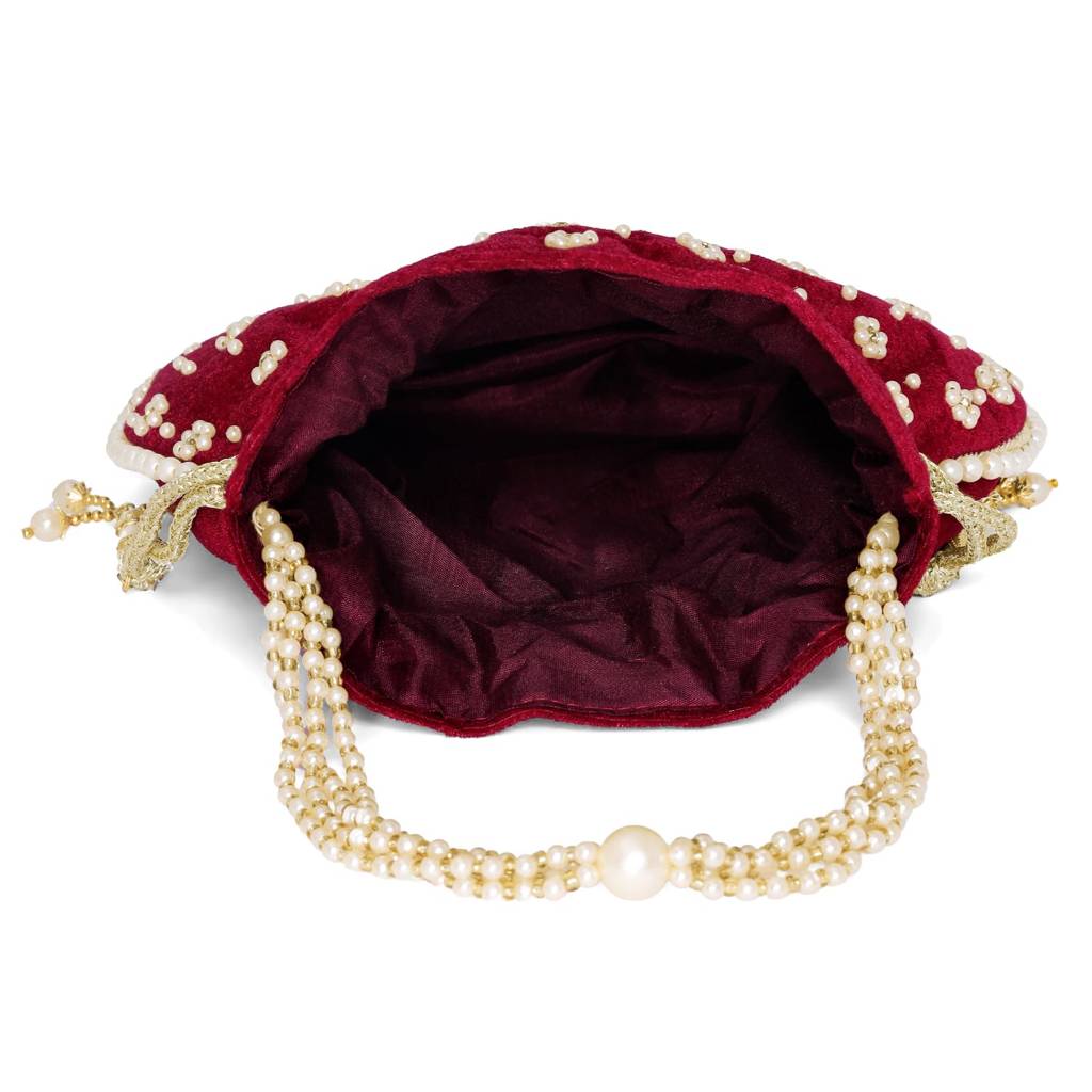 Embroidered - Ethnic Potli Bag For Women Fancy Evening Bridal Wristlet Purse Bag For Girls : P64M-F