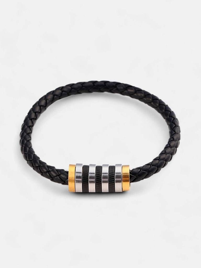 Men'S The Braided Leather Bracelet - Onyx Black : FABR1124
