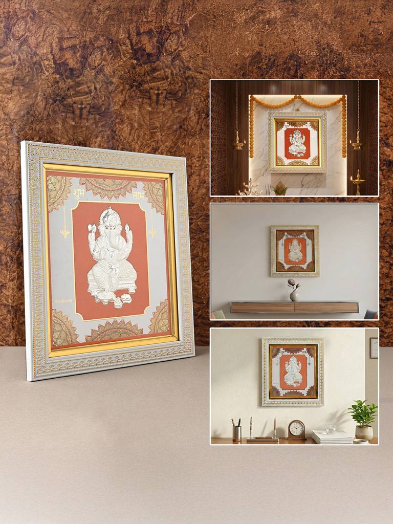 Pure 999 Silver Ganesh Wall Frame : DFGFT355