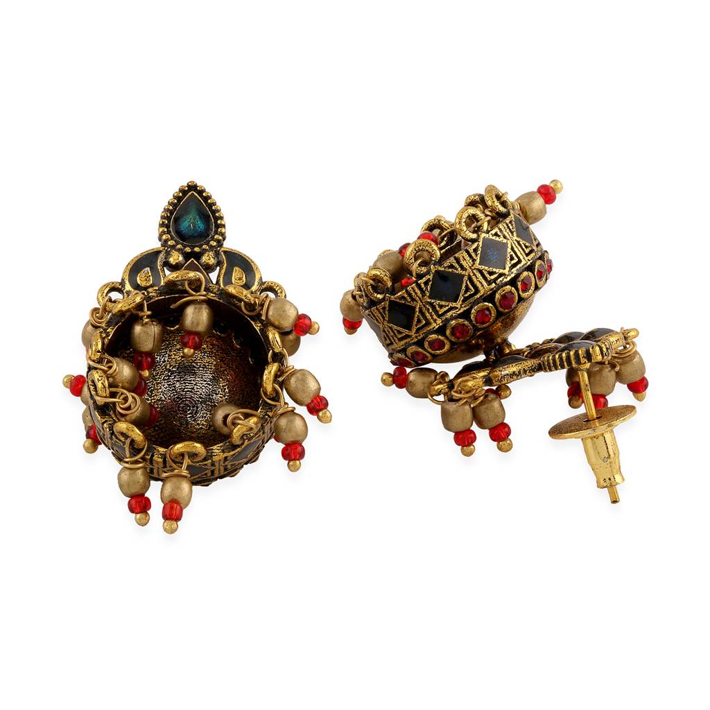 Arabian Nights Antique Gold Round Brass Jewellery Set : 8905124423983