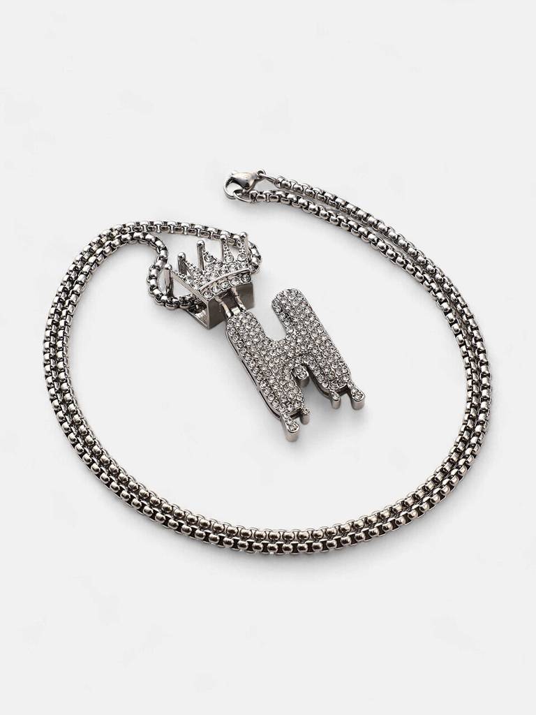 Men'S The Drip Alphabet Pendant Necklace - Metallic Silver : FANC1096-H