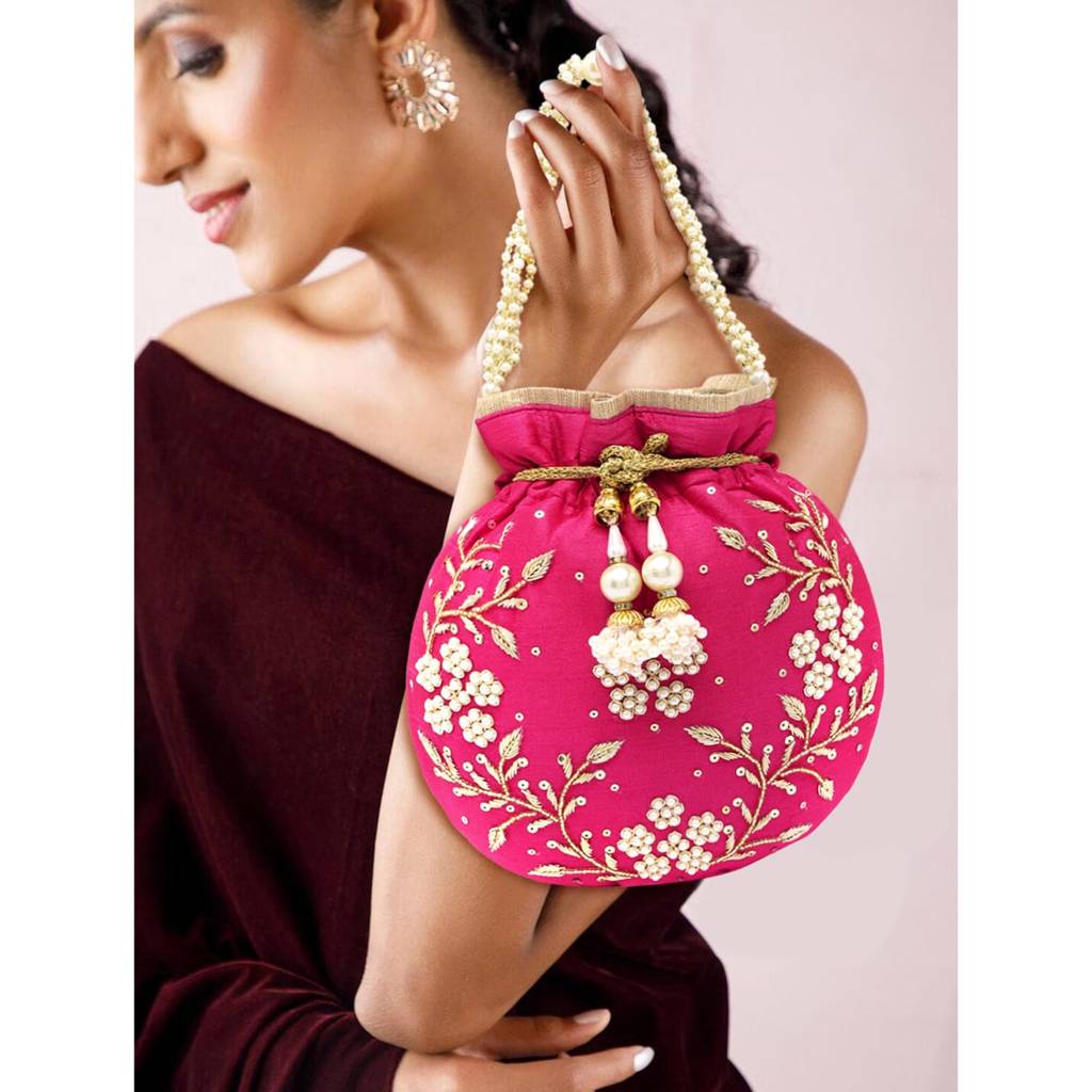 Rani Potli Bags For Women Evening Bag Clutch Ethnic Bride Purse With Drawstring (P86Rp) : P86RP