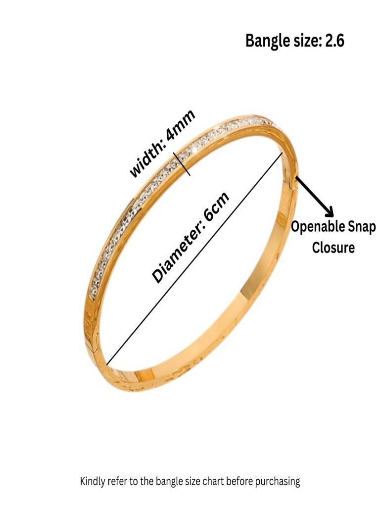 Mens White Zircon Openable Bangle Bracelet 18K Plated Anti-Tarnish : AHM0126B634G_M