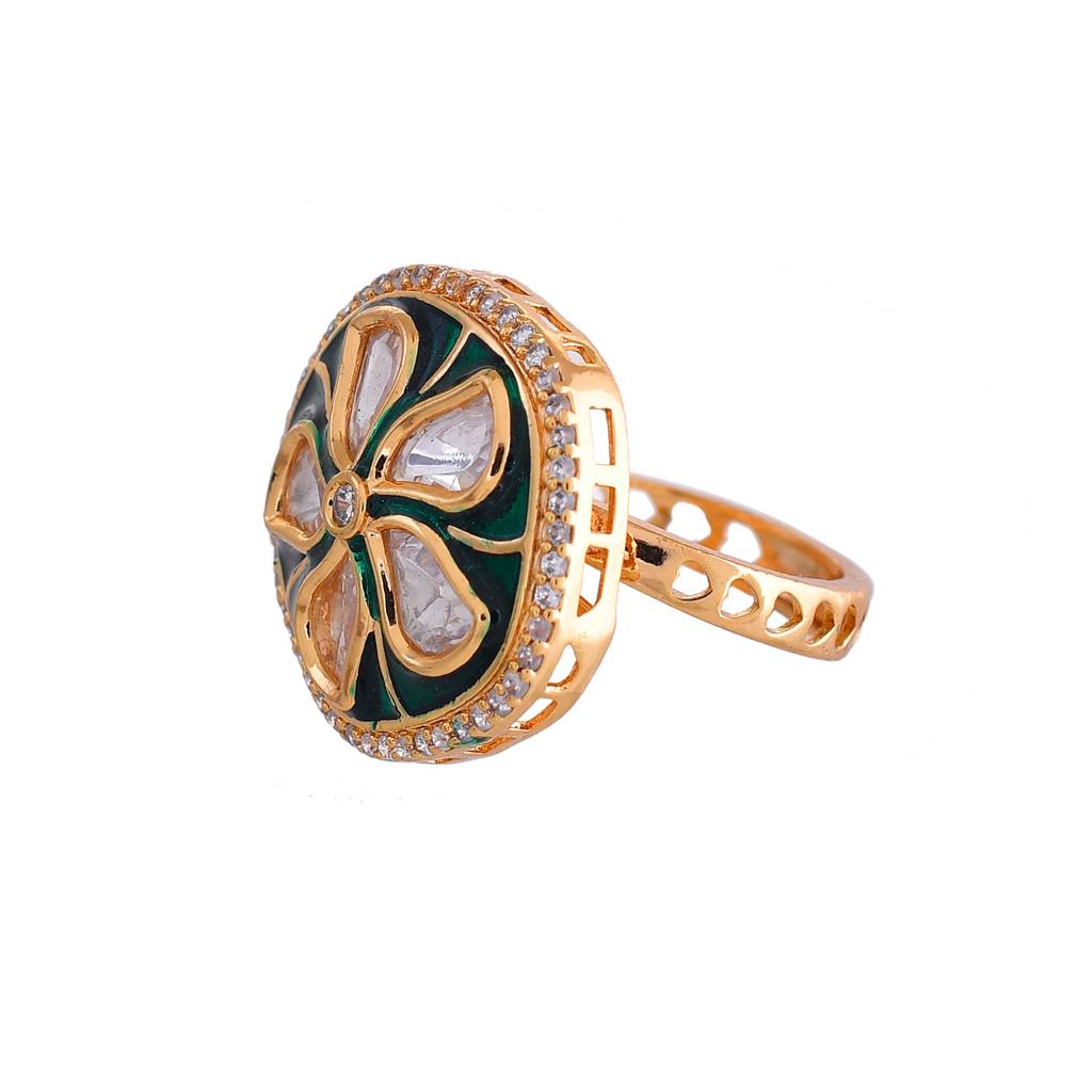 Kundan Elegance Marquess Ring : 8905124540246