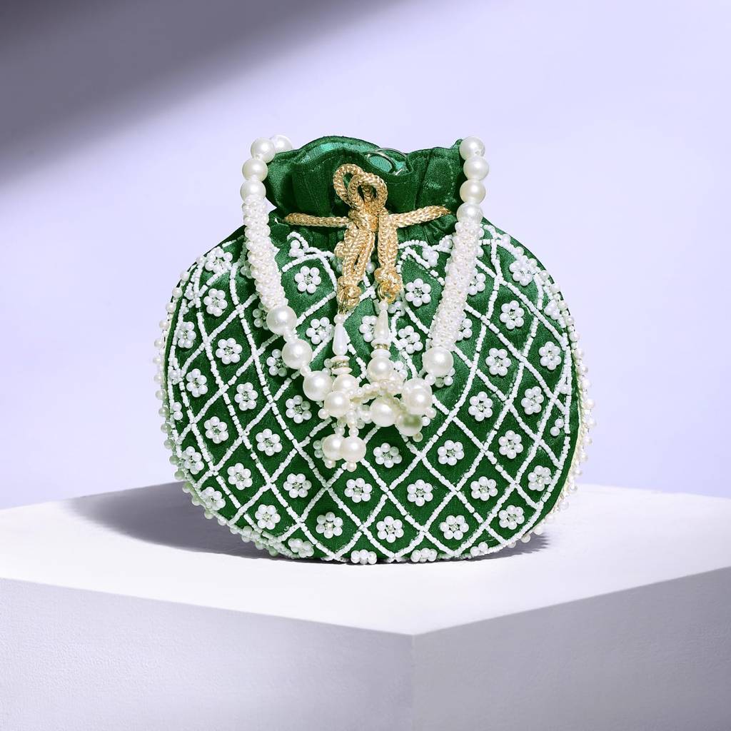 Potli Purses For Women Handmade Evening Handbag Stylish Bridal Fashion Wristlet Bag For Girls : P202DG
