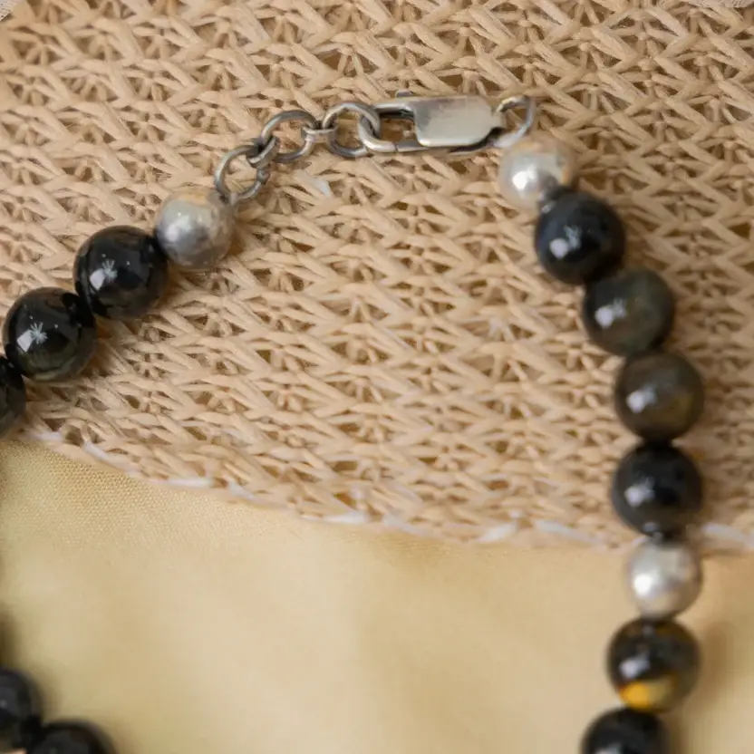 Blue Tiger Eye Silver Bracelet : ZV-BRC-NAT-007