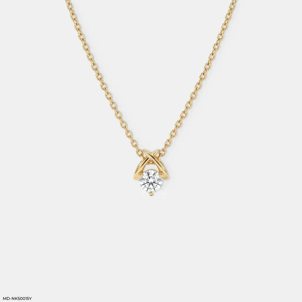Intertwined V-Bail Lab-Grown Diamond Solitaire Pendant Necklace : MD-NK500015Y