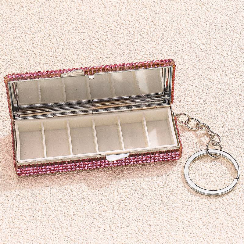 Openable Pink Rhinestone Mini Organiser Backpack Charm : C-BG-0071-S-PK