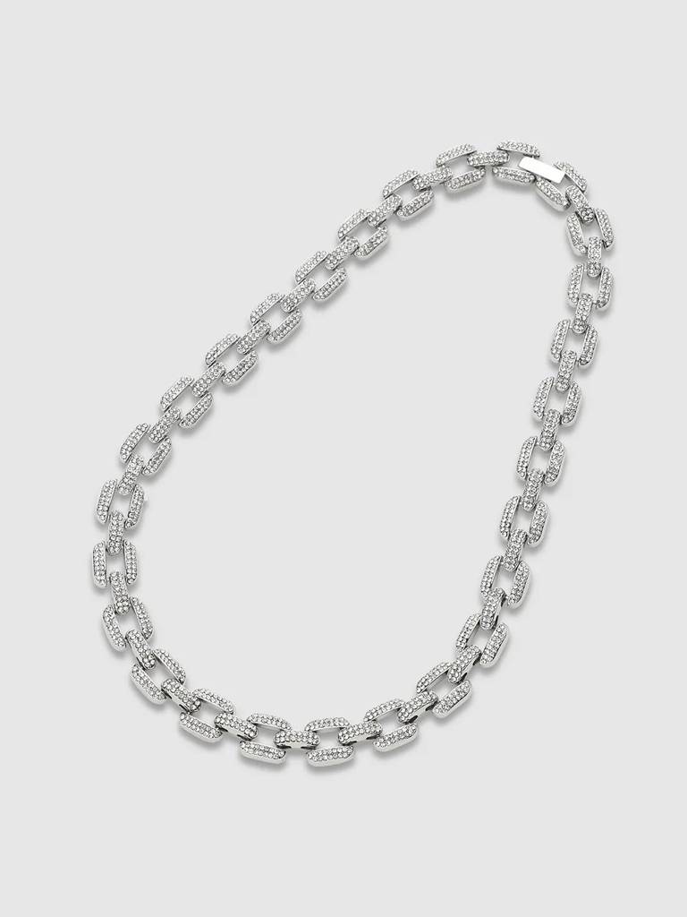 Men'S Embellished Overlay Chain Necklace - Silver : FANC1081