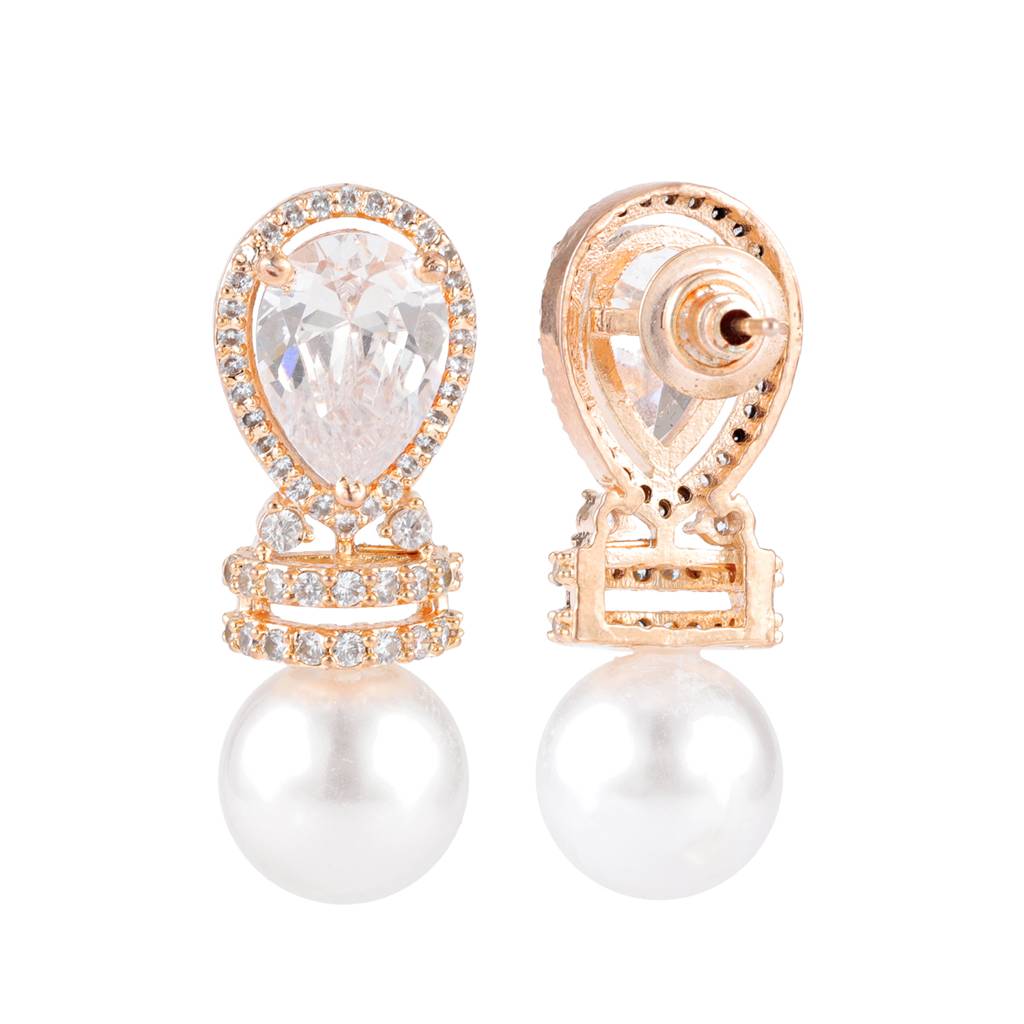 Sparkling Elegance Pearlaire American Diamond Earrings : 8905124563986