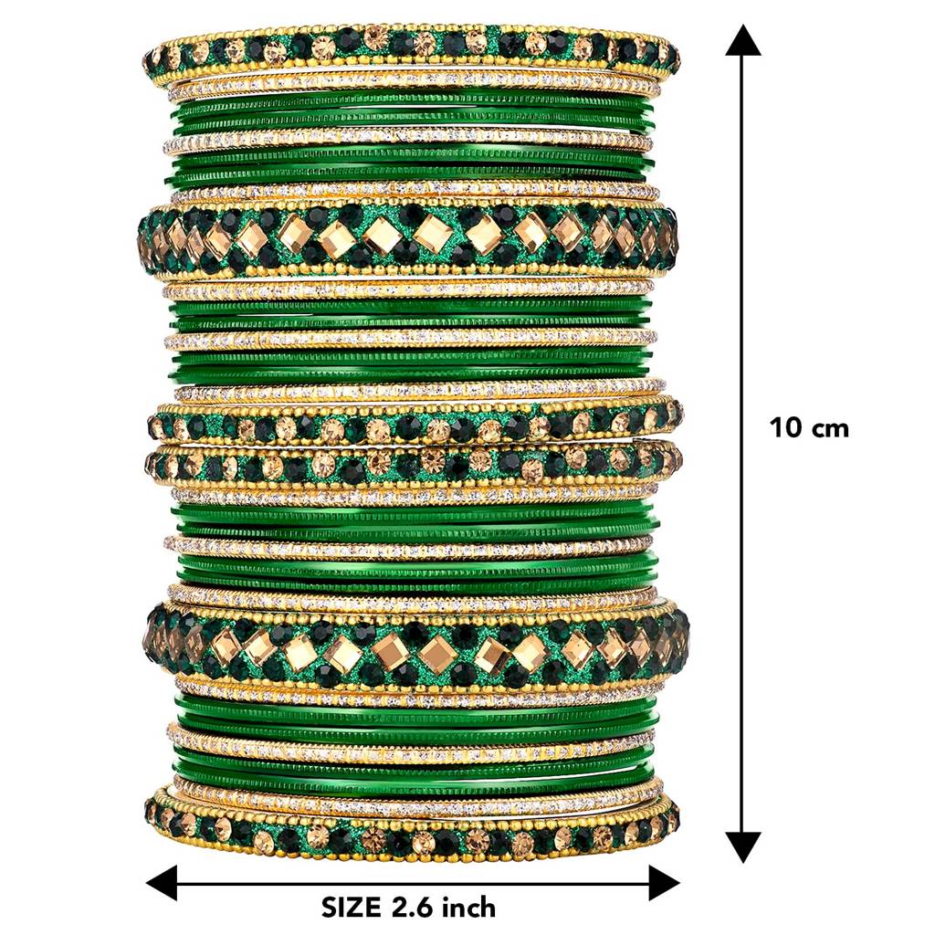 Diamond Metal Chuda Bangle Set Indian Traditional Bridal Wedding Fashion Jewellery For Women : PF51B36G