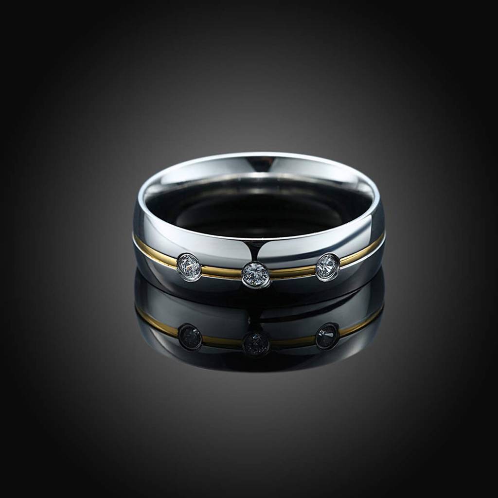 316L Stainless Steel Diamond Cut Cz Band Ring For Men Boys : PX9R74-9