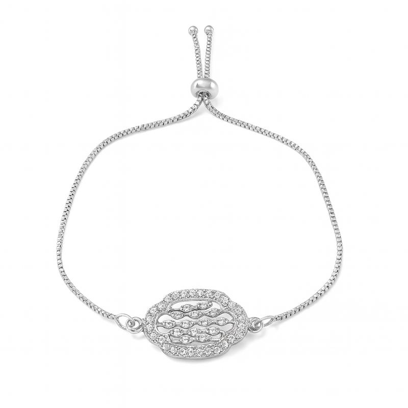 Dazzling Cz Oval Motif Slider Bracelet | Gift For Her : AD-165-IRWEBR