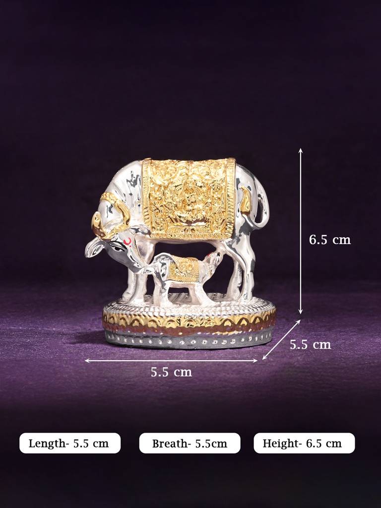 999 Silver Plated Kamdhenu Idol : BYGFT275