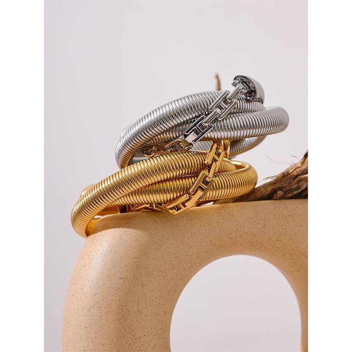 Rhea Fluid Link Bracelet - Gold | 18K Gold Plated | Waterproof, Hypoallergenic & Anti-Tarnish : DSVDJY05250002