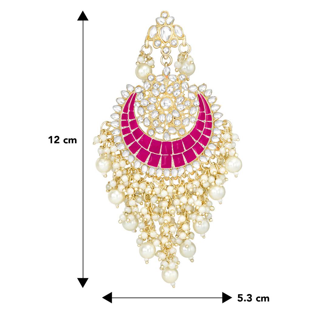 Peora Gold Plated Rani Pink Kundan & Beads Studded Ethnic Dangle Earring Traditional Stylish Fancy Jewellery Gift  : PF31E20RP
