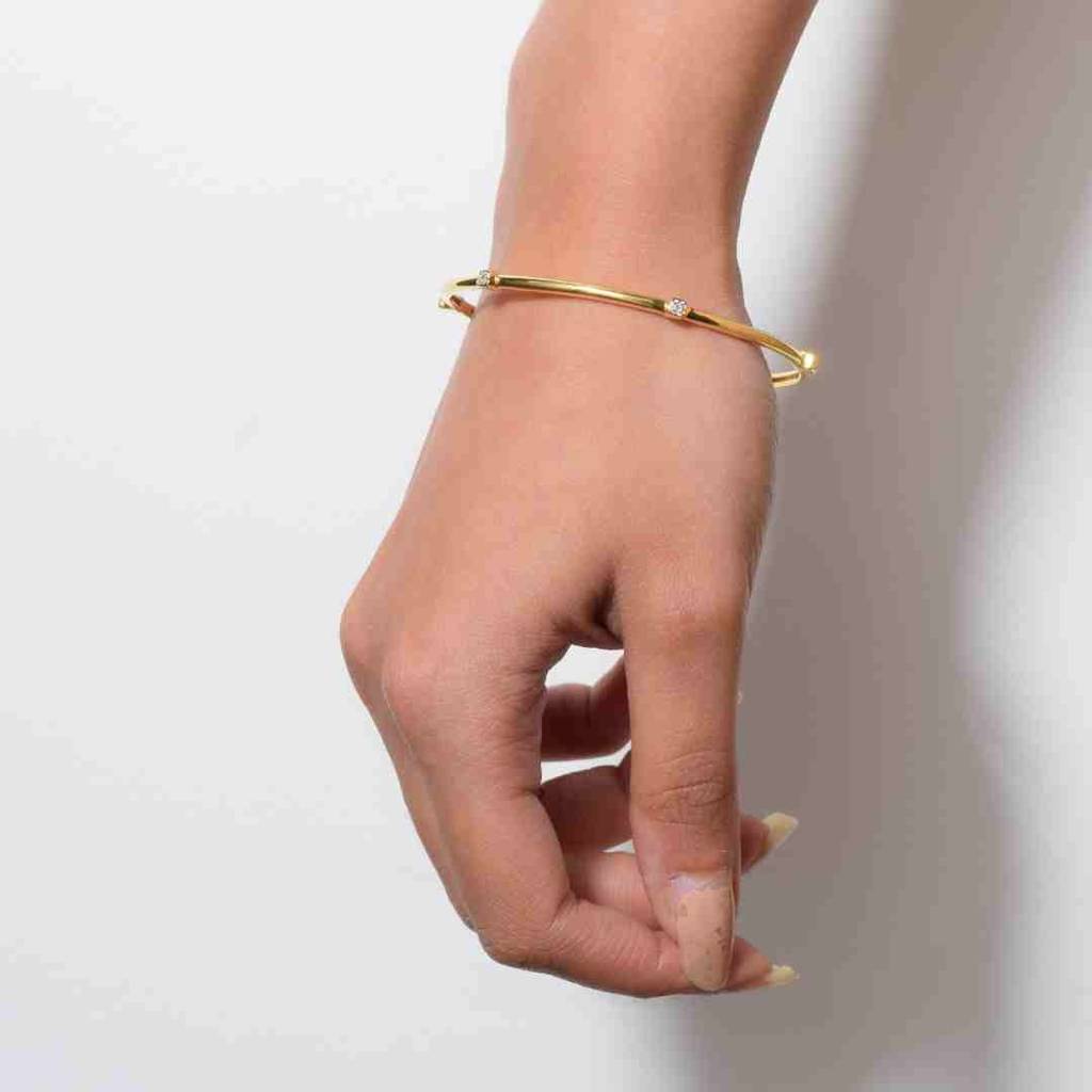 18K Gold Vermeil |Hope Bangle| Pure 925 Sterling Silver With The Thickest Gold Layer : TSBA-HOP-2-10-G-60002