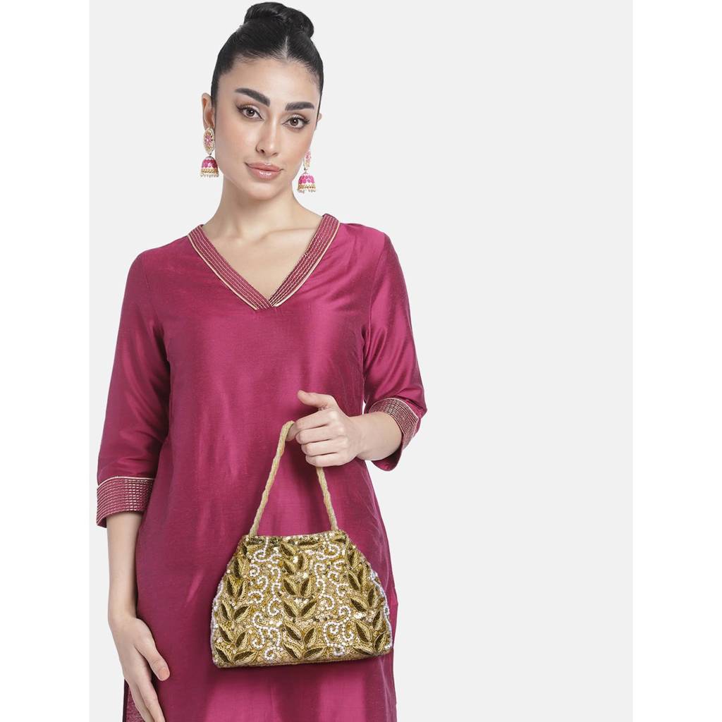 Potli Bags For Women Evening Bag Clutch Ethnic Bride Purse With Drawstring (P17Br) : P17G