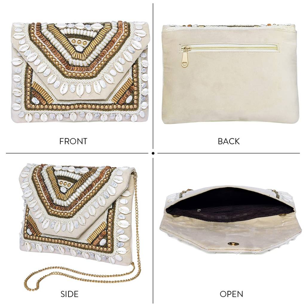 Clutch Purses For Women Handmade Evening Sling Handbag Stylish Bridal Fashion Clutch Bag For Girls (C156G) : C156CRM