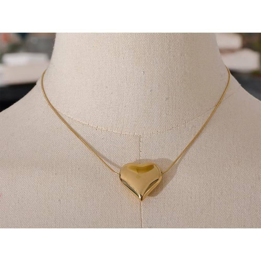 Inaaya Heart Pendant Necklace - Gold | 18K Gold Plated | Waterproof, Hypoallergenic & Anti-Tarnish : DSVDJY05250039