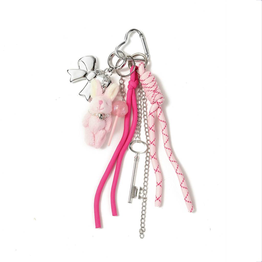 Pink Bunny Keyring Charm For Bags & Backpacks : C-BG-0012-PK