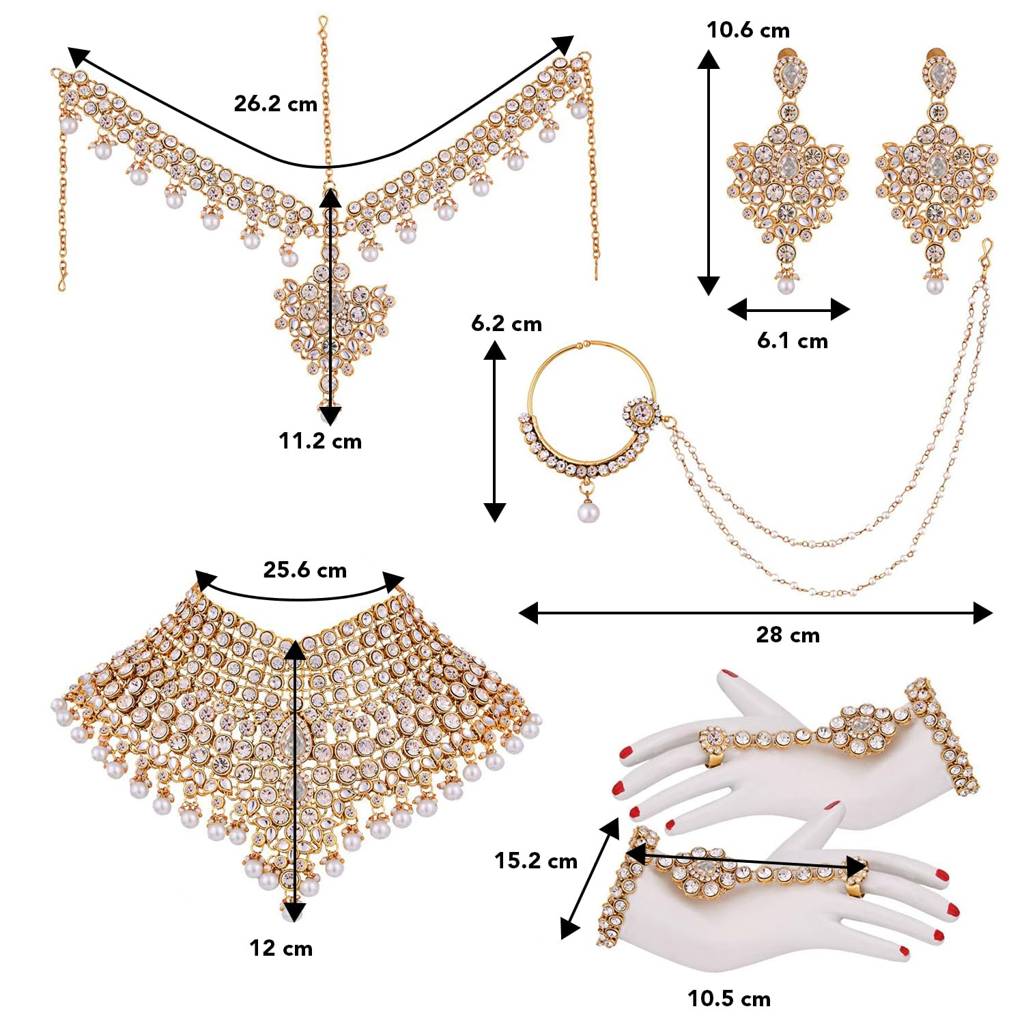 Combo Of Jodha Akbar Bridal Necklace Set With Adjustable Waist Belt Kamar Bandh Gift For Women : PF37BRBLP021W-PF37BCH016