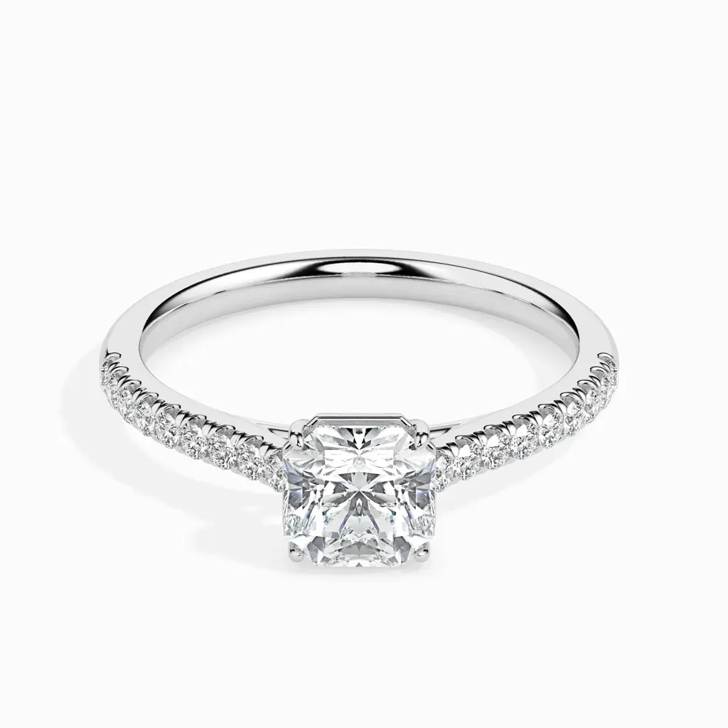 1 Carat Asscher Solitaire Ring In Diamond Band : 09kYellowZNR114F10
