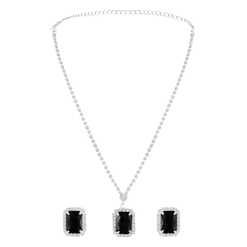 Pendant Chain Necklace Earrings Set For Women & Girls Jewellery Anniversary Gift For Her : PX9N192BL