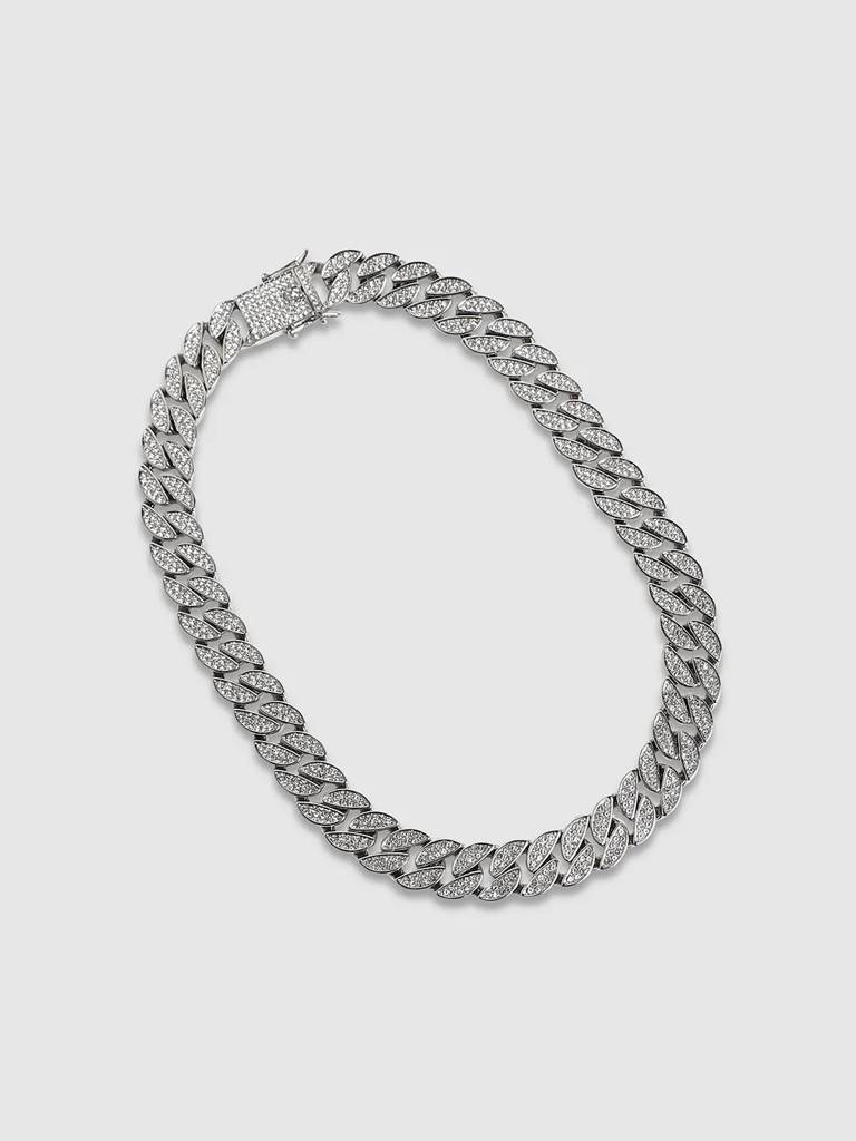 Men'S Embellished Bling Chain Necklace - Silver : FANC1069