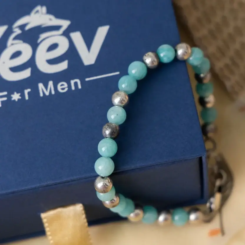 Amazonite Blue Silver Bracelet : ZV-BRC-NAT-012