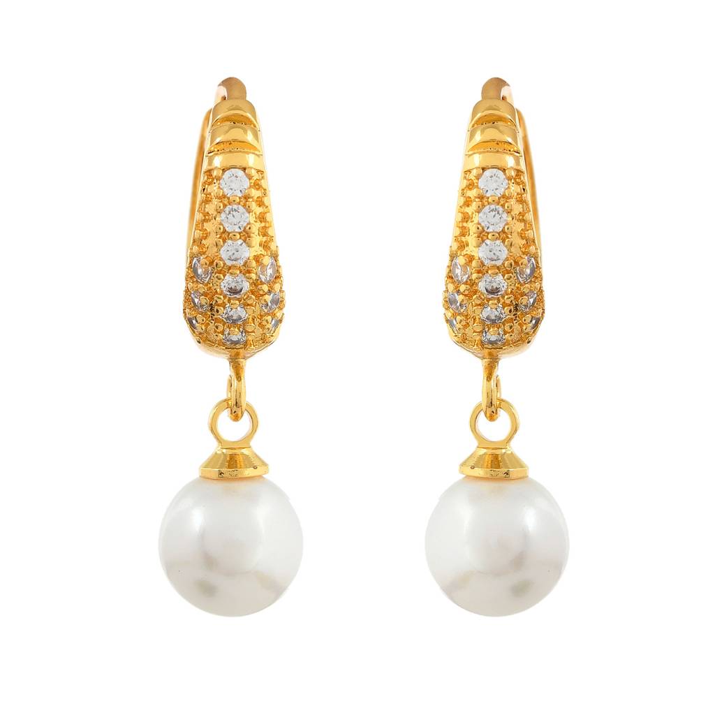 Sparkling Essentials Pearly Tara Hoop Earrings : 8905124547481