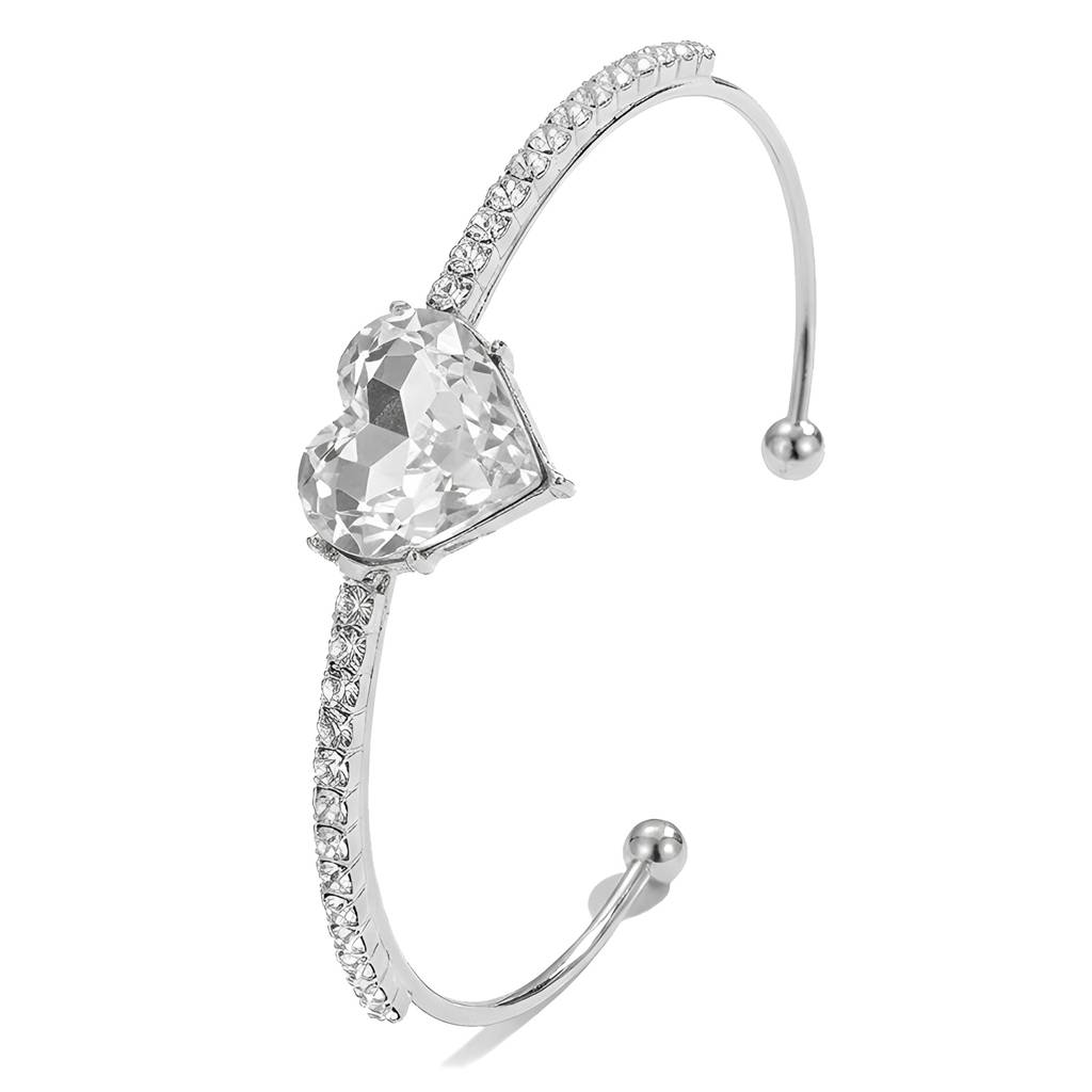 Crystal & Cubic Zirconia Studded Silver Plated Fancy Kada Bracelet Jewellery For Women & Girls : PX9B214RW