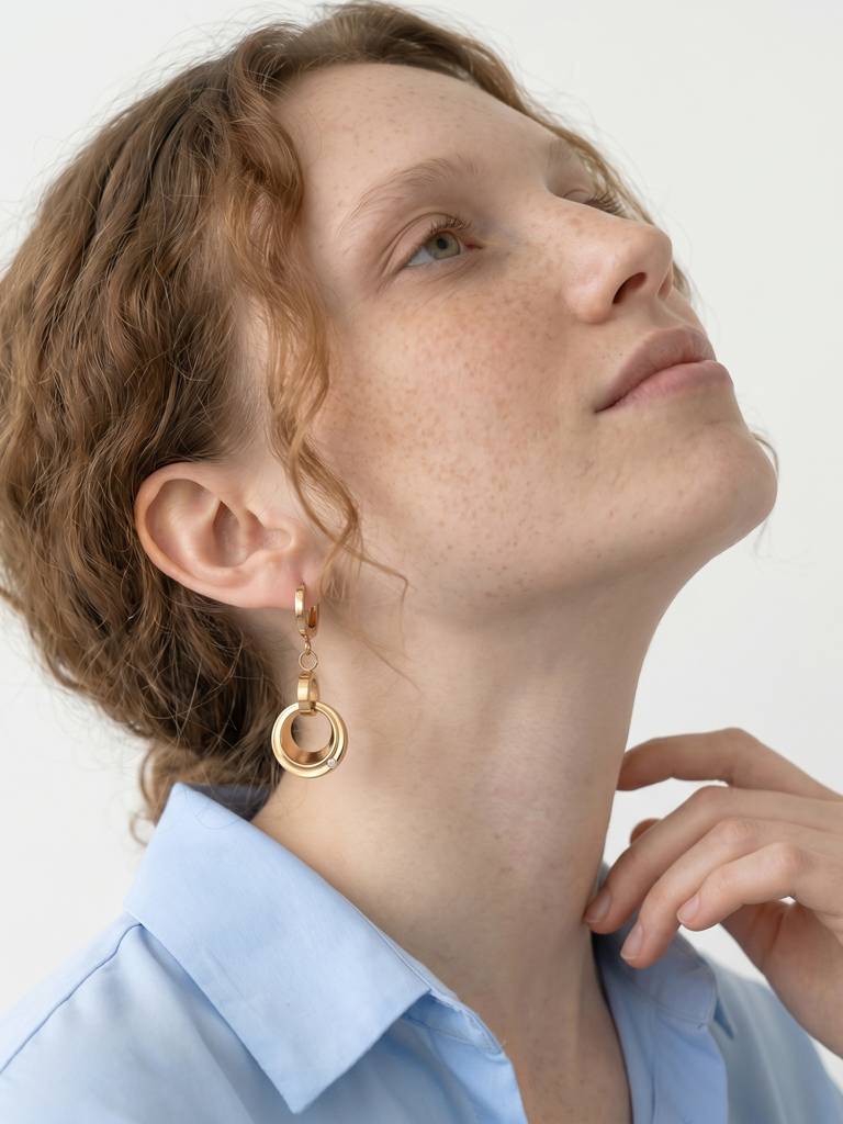 Layered Hoop Charm Earring For Women - Waterproof & Anti-Tarnish : ER0461