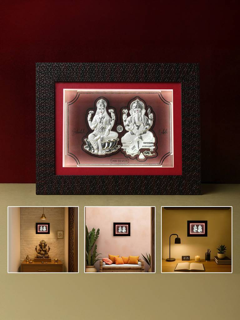 Pure 999 Silver Lakshmi Ganesh Led Frame : DBGFT351