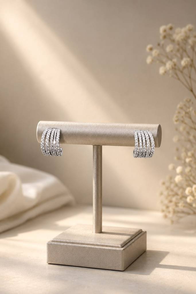 Pure 925 Silver 5 Line Ultra Premium Screw Back Huggie Hoop Earrings : TE2459