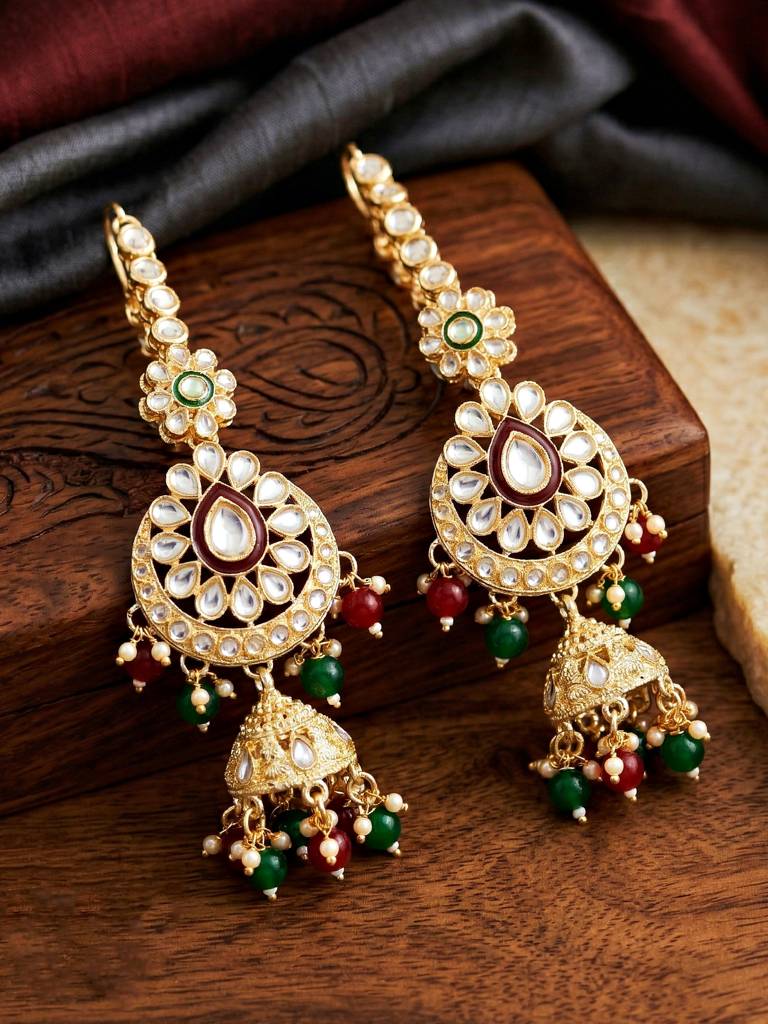 Bridal Kundan Jewellery Set With Hathphool & Nath : 2541-IZK-554-MG