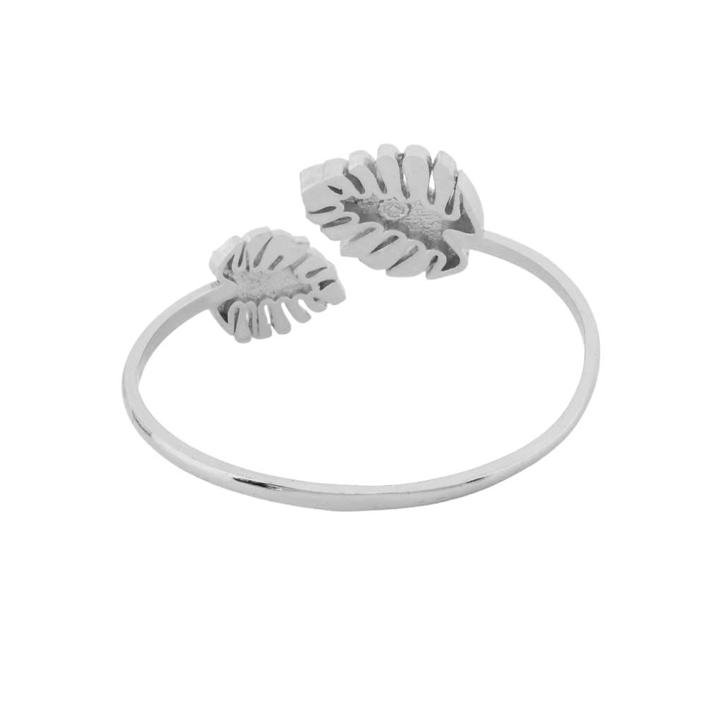 Hawaii Monstera Silver Wrap Cuff : 8905124524079