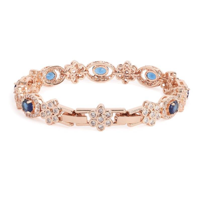Rose Gold Plated Cz Tennis Bracelet For Women | Elegant Wear : AD-142-RGBLBR