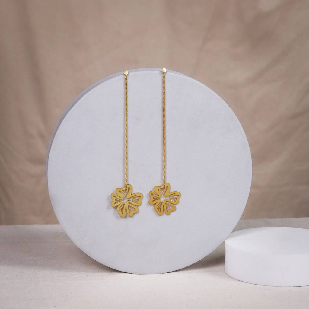 Silver Gulmohar Filigree Laser Cut Dangler Earring |  92.5 Silver | 22K Gold Plated  (Gold Plated) : 22146967