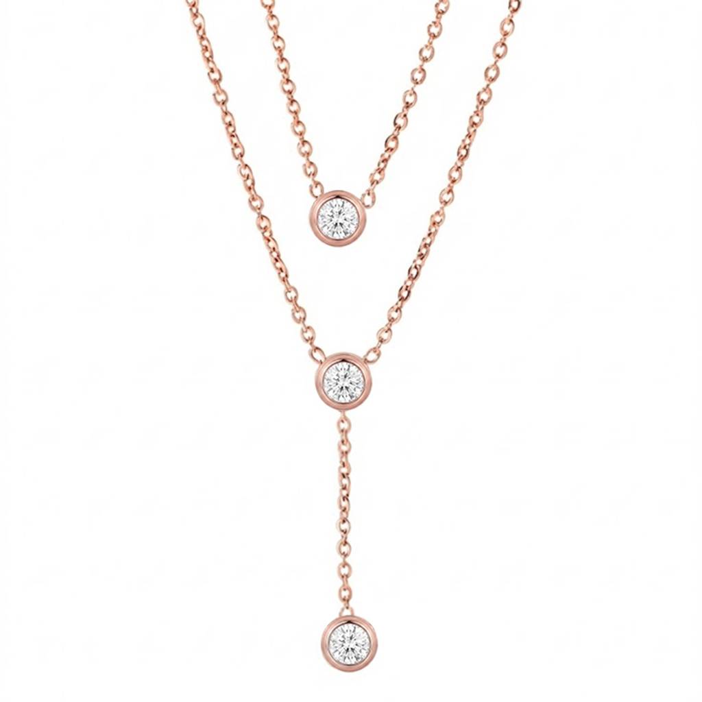 Crystal Studded Fancy Two Layer Chain Necklace Jewellery For Women & Girls : PX9N272CW