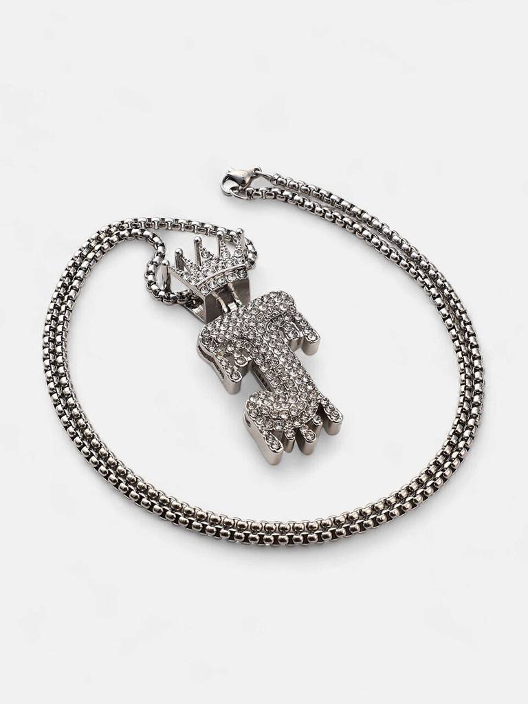 Men'S The Drip Alphabet Pendant Necklace - Metallic Silver : FANC1096-J