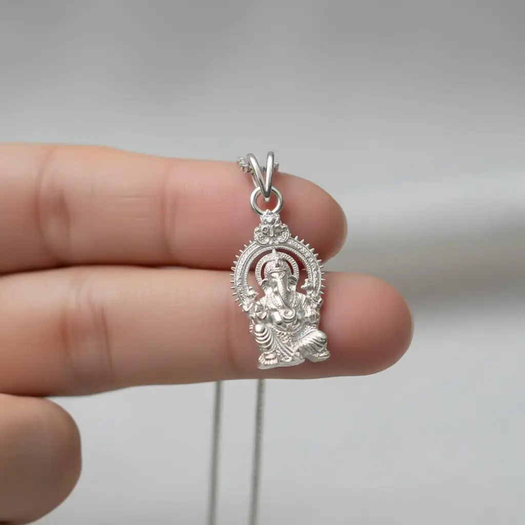 Eternz Certified Jewellery - ZALKARI Silver Shree Ganesha Sitting Pendant