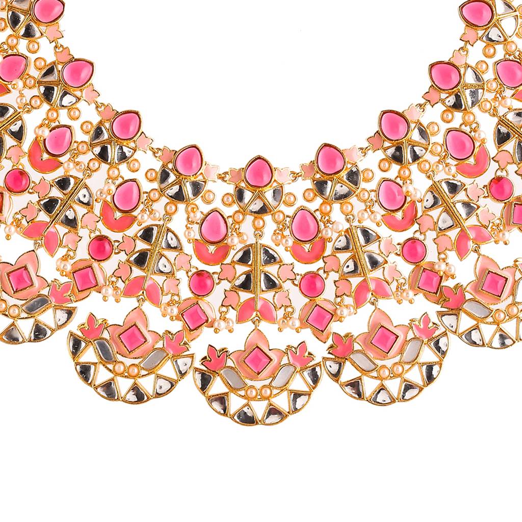 Forever More Pink Stones And Pearls Enamelled Opulent Jewellery Set : 8905124498004